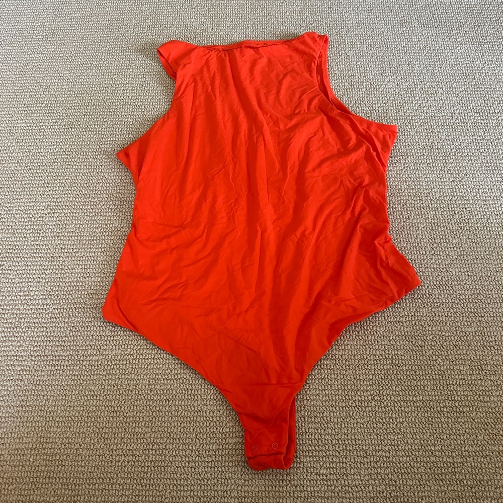 SKIMS Vibrant Orange Sleeveless Thong Back Bodysuit
